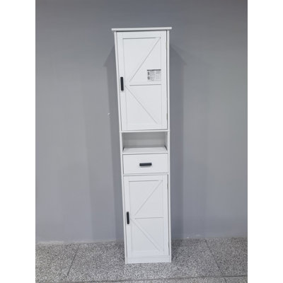 69" H Tall Bathroom Storage Cabinet With 2 Barn Doors And 1 Drawer, Narrow Storage Unit, Adjustable Shelves,Floor Cabinet For Bathroom, Living Room, E by Gracie Oaks