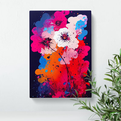 Paint Splat Flowers No.2 Abstract - Wrapped Canvas