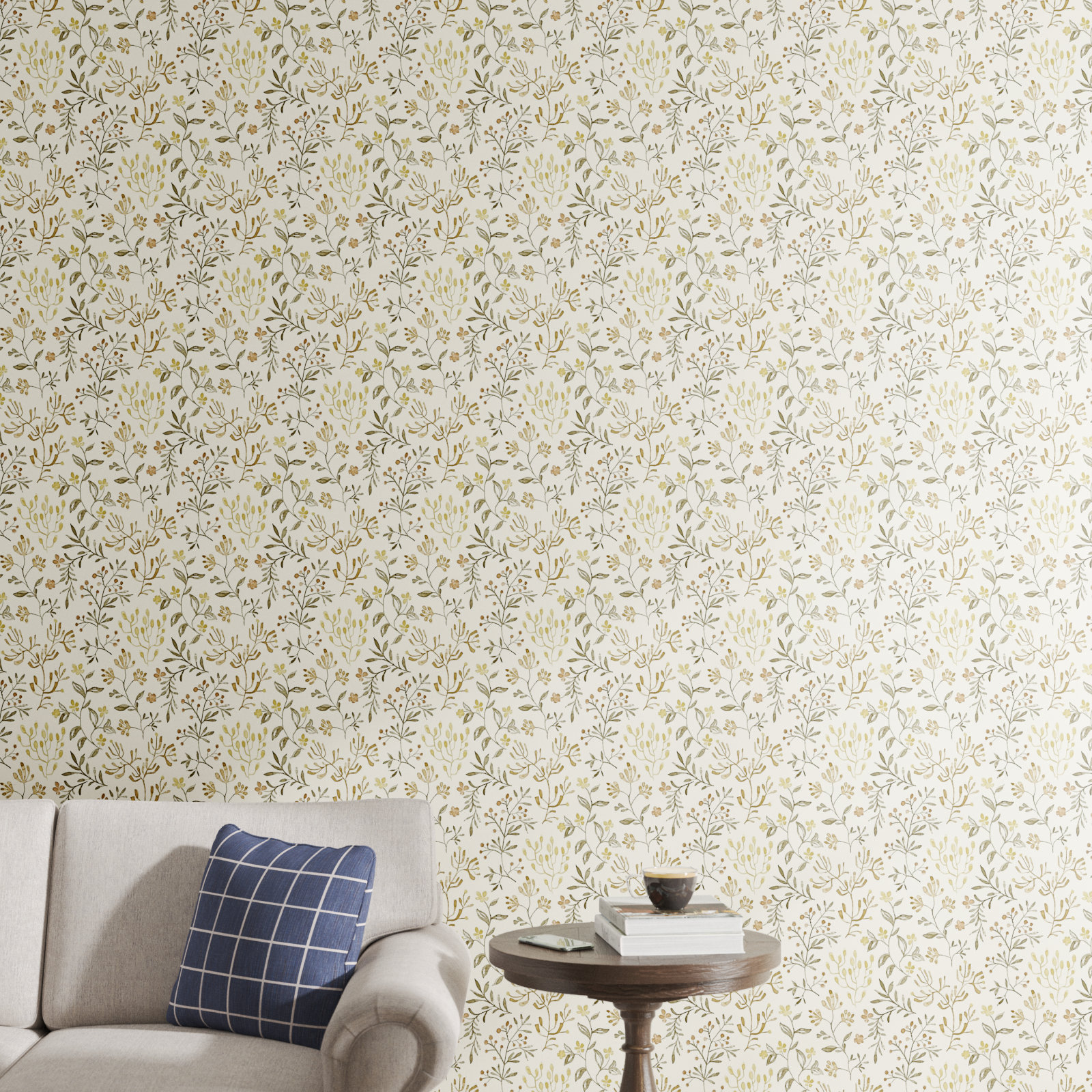 Siren Prepasted Floral Wallpaper, Yellow