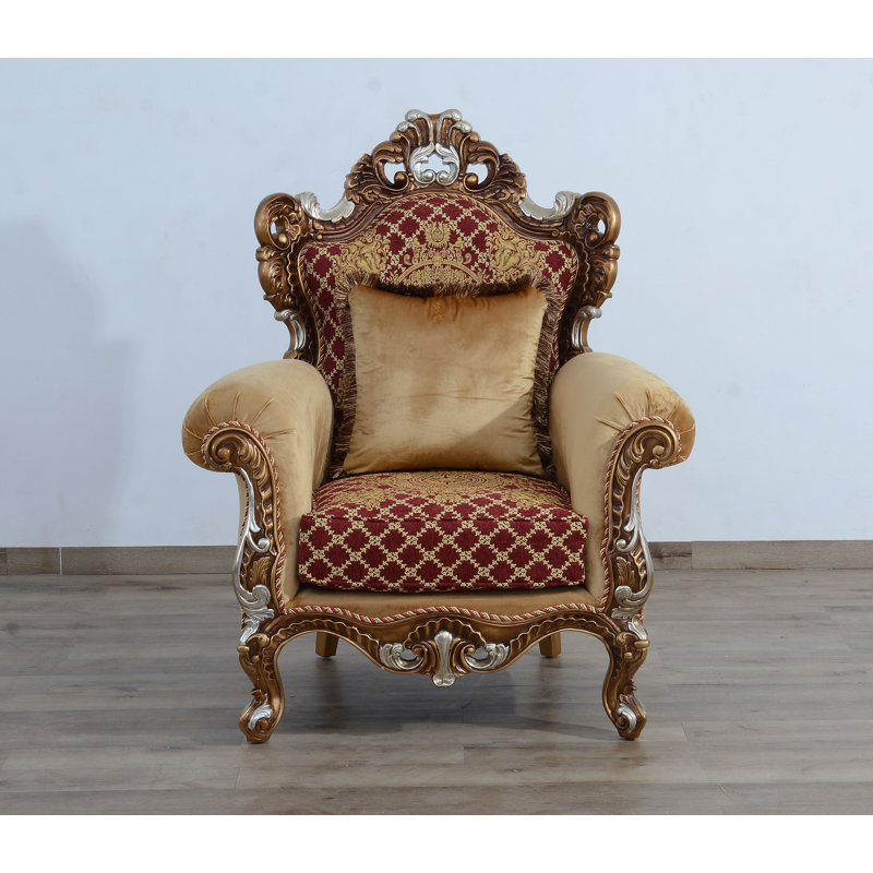New Emperador II Armchair, red burgundy gold and light brown, brown