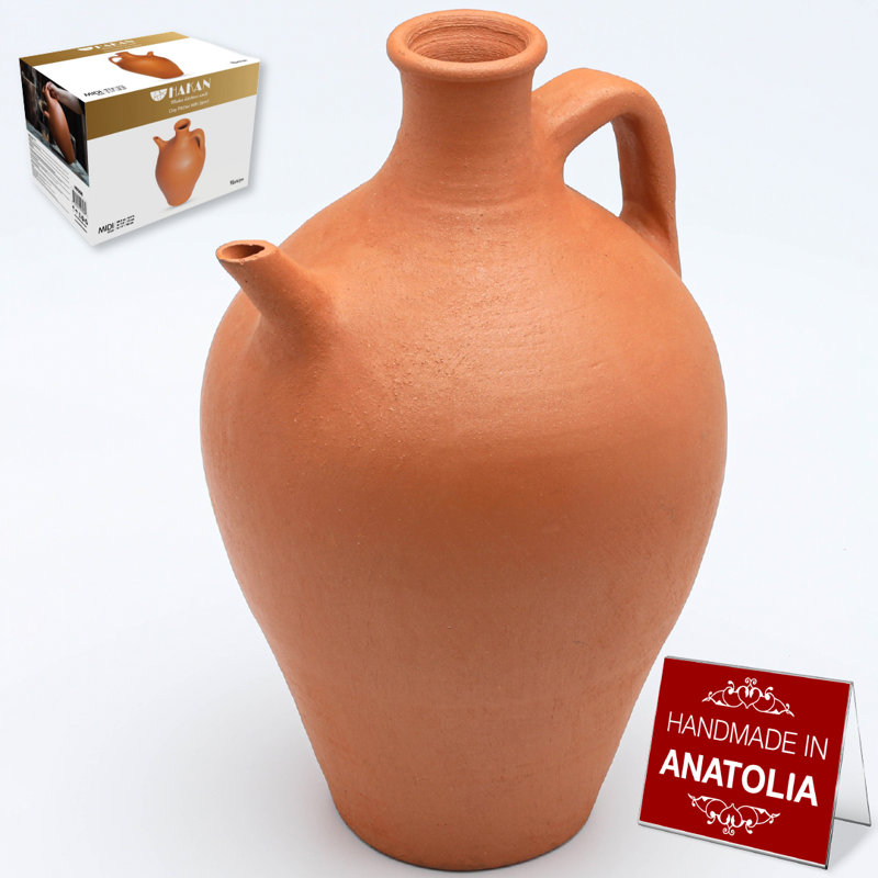 Grand pichet en argile non coulé 4,6 L avec bec Hakan, 155 oz, H 11 po x l 7,4 po x P 5,99 po
