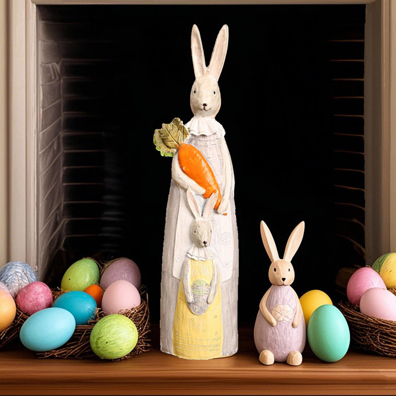 Easter Bunny Decorations Couple Rabbit, Spring Easter Bunny Figurine