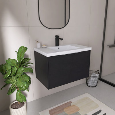Acorn 30" Wall Mounted Single Bathroom Vanity Set With Resin Sink