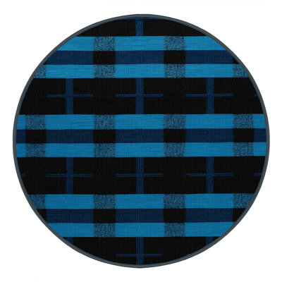 Machine Washable Checkered Black Area Rug