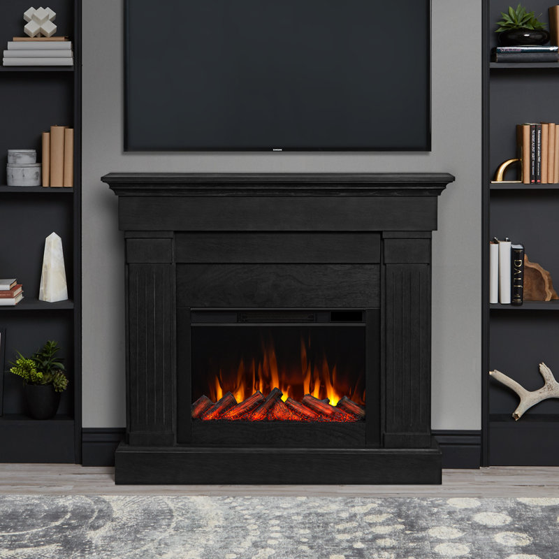 Crawford 47" Slim Electric Fireplace by Real Flame, Black