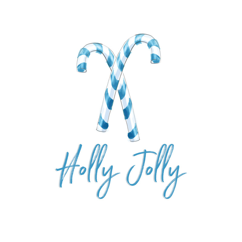 Holly Jolly Blue - Wrapped Canvas Print, 30cm H x 30cm W