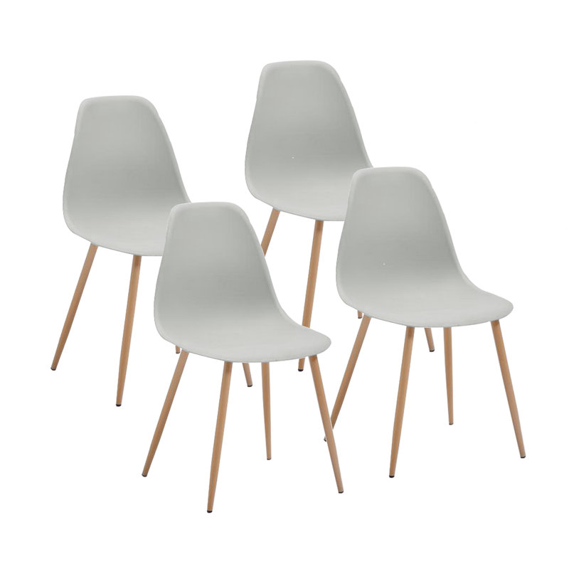 Plastic Dining Chairs with Iron Legs, Grey