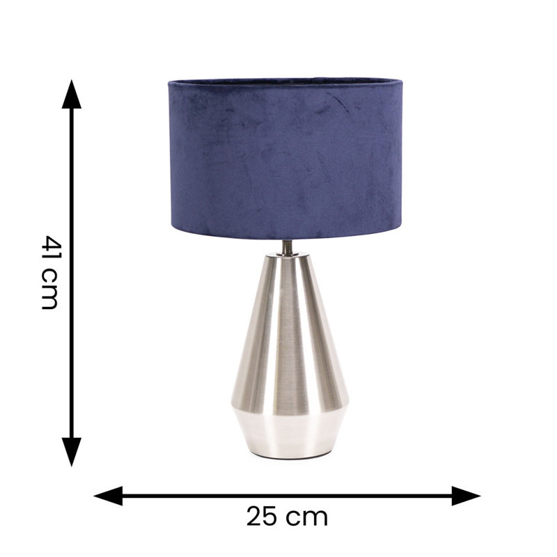 Metal Table Lamp, Navy Blue, Silver