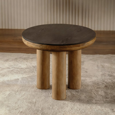 Retro Black Solid Manufactured Wood Round Coffee Table