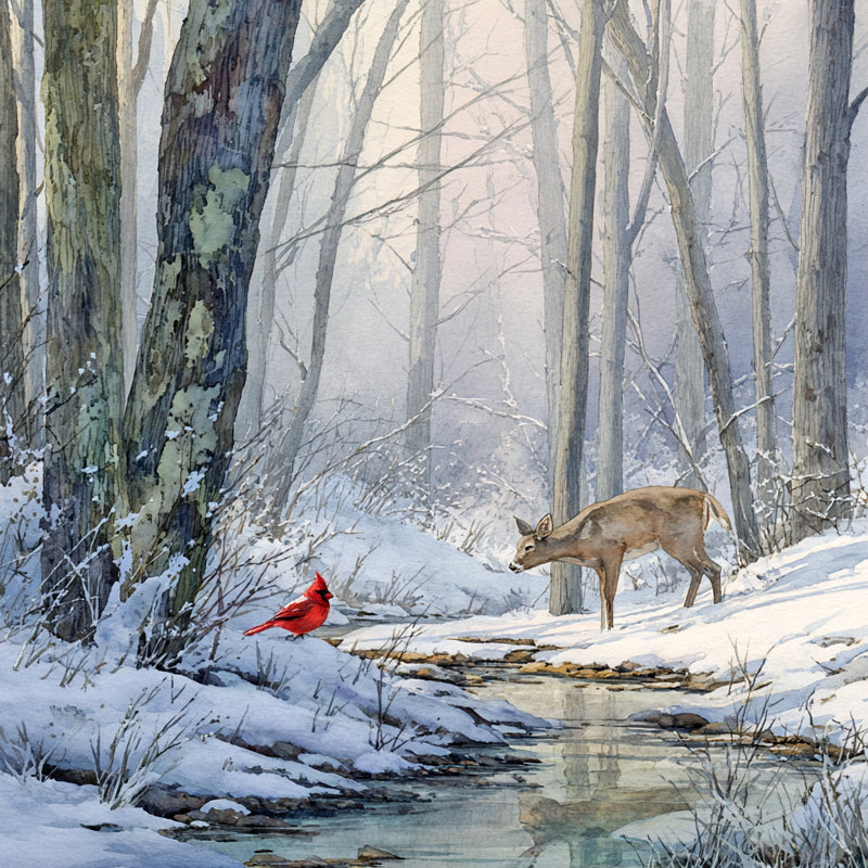 Art mural sur toile «Whispering Pines Winter», H 30 po x l 30 po