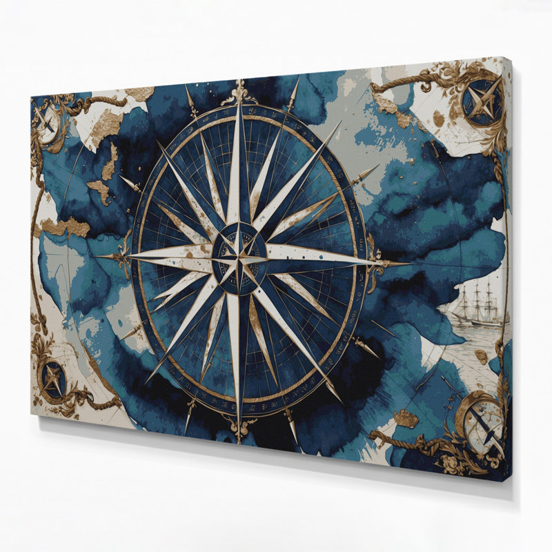 Art nautique sur toile gris, H 12 po x l 18 po