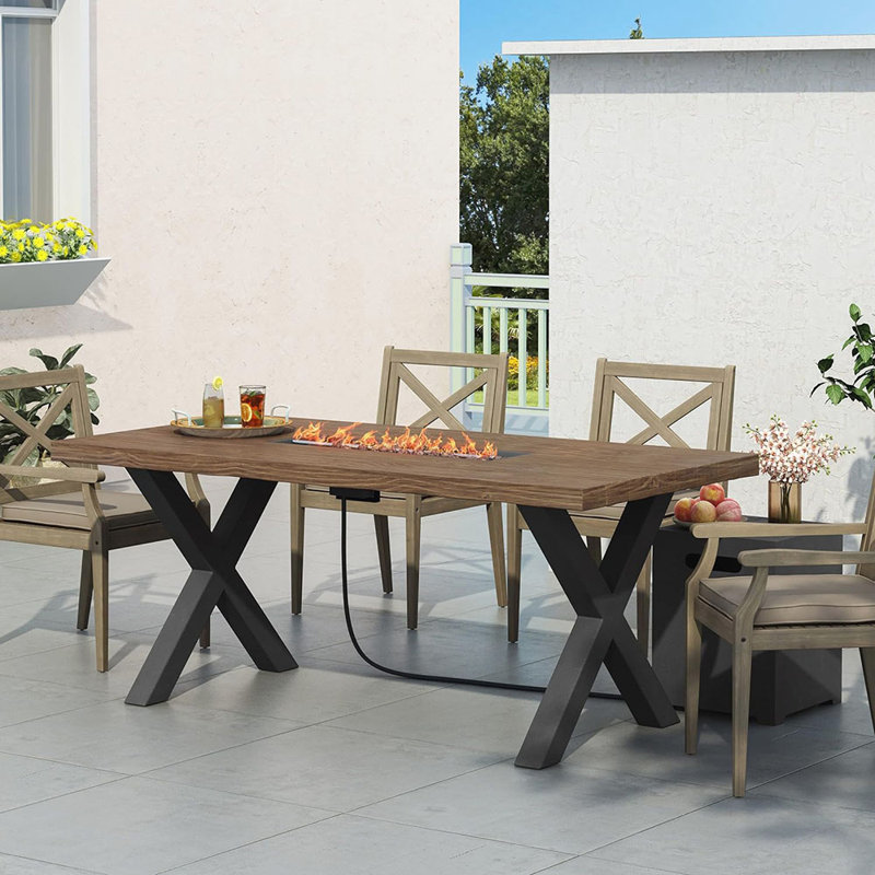 Table d'extérieur d'extérieur au propane en béton, Brun