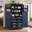 Armoire de cuisine autoportante 35,5 x 17,6 x 70,9 pouces, armoire de rangement haute avec 4 portes, 2 tablettes de porte, 8 plateaux coulissants et tablette réglable pour la salle à manger, bleu