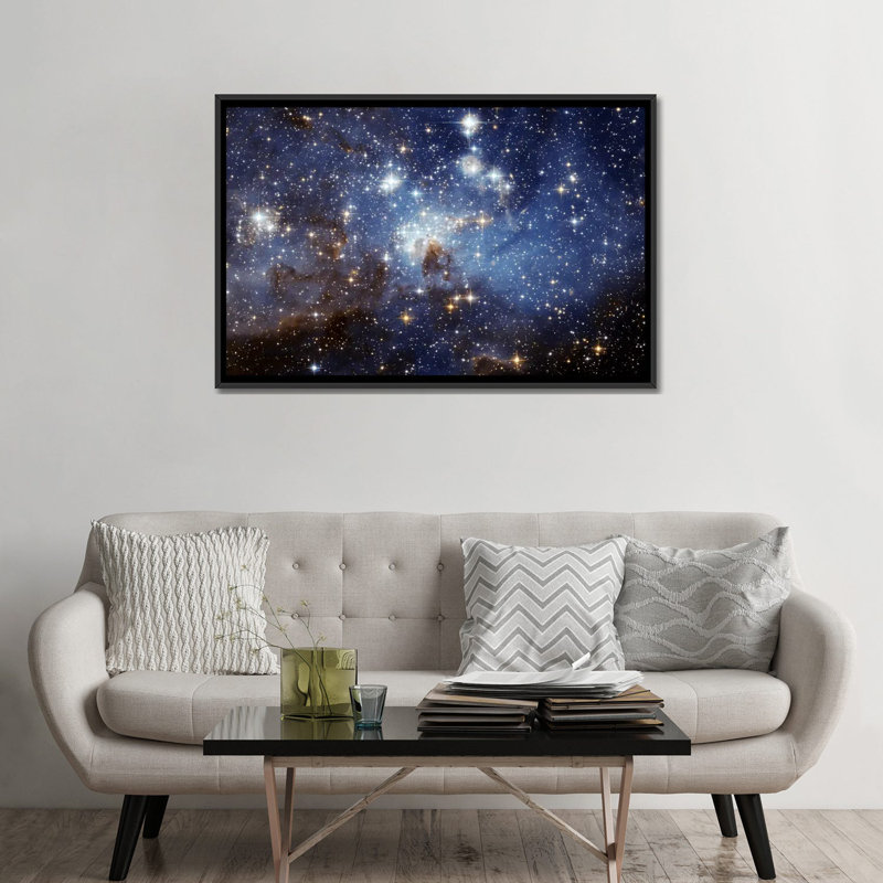 « astronomie » et « space », art sur toile, Toile encadrée noire, H 32 po x l 48 po x P 1,5 po