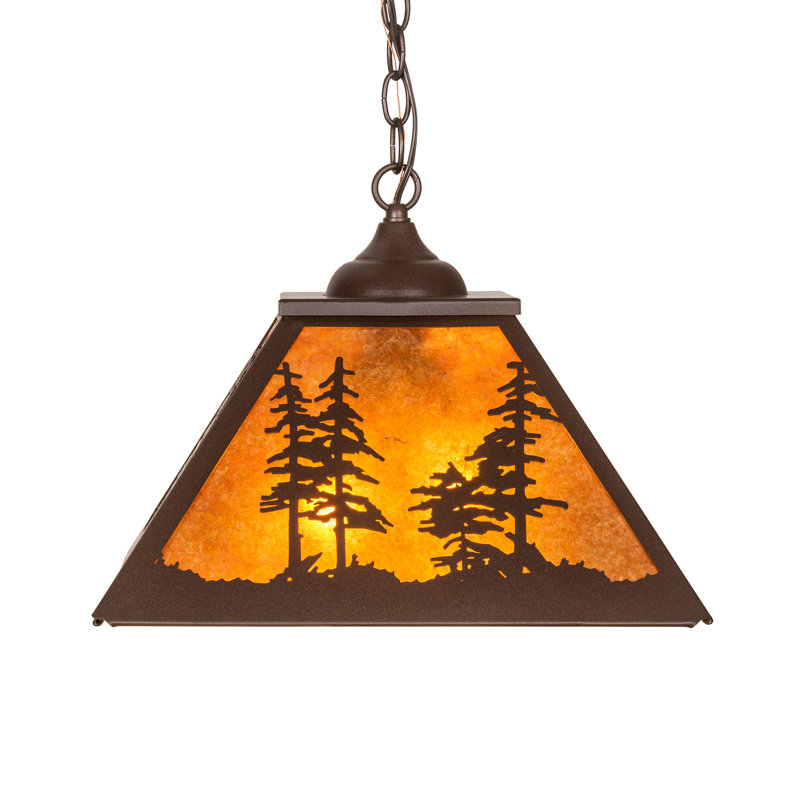 Greenbriar Oak 1 - Light Pendant, 44" H x 16" W x 16" D, Cafe Noir, Amber Mica