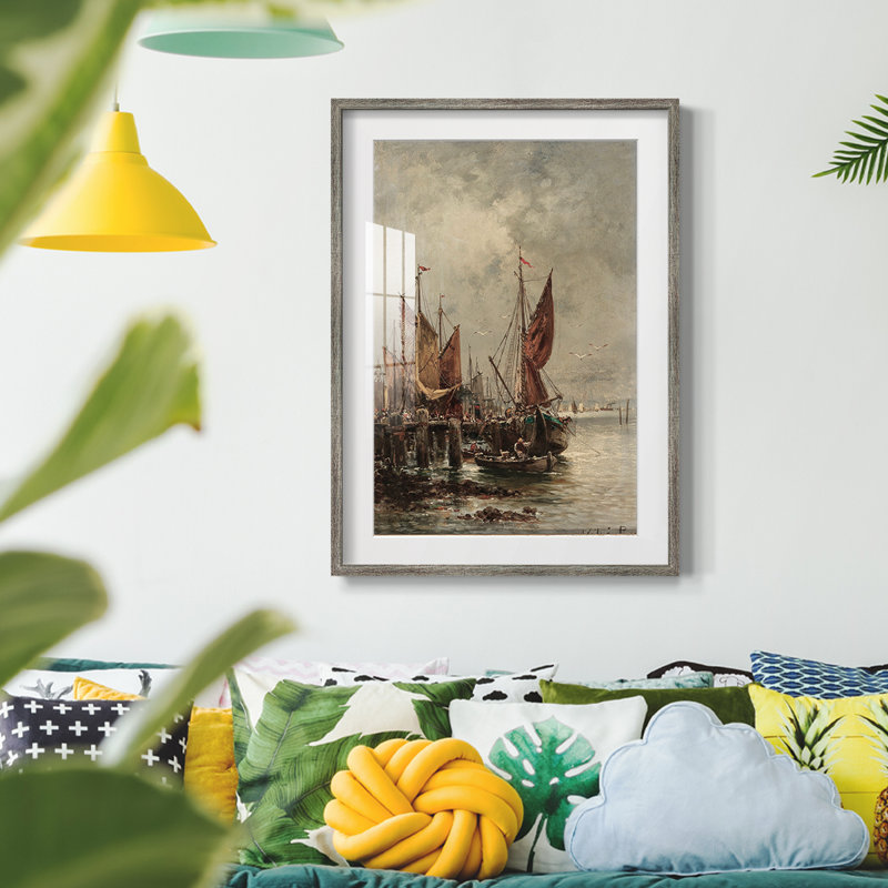 Vintage Nautical Print XXXII - impression encadrée, Argent patiné