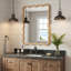 Miroir décoratif rectangulaire en bois massif ondulé de couleur chêne de 20 po x 30 po pour chambre à coucher, salle de bain, salon et entrée