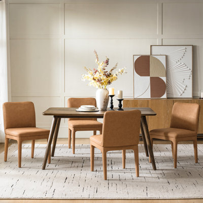 Eudora Modern Faux Leather Dining Chair With Curved Backrest (Set of 4)