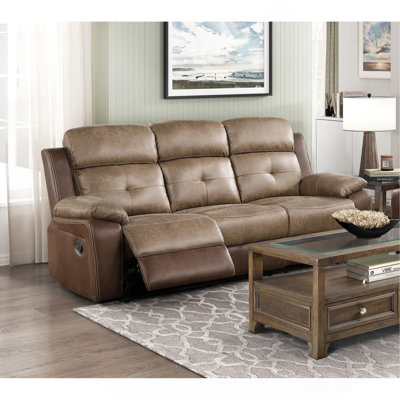 Canapé inclinable double moelleux en microfibre brun