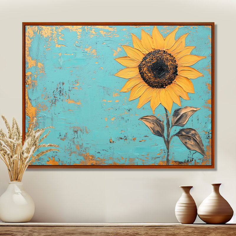 Symphonie minimale d'un tournesol II - art mural tournesol, H 30 po x l 40 po, Brun