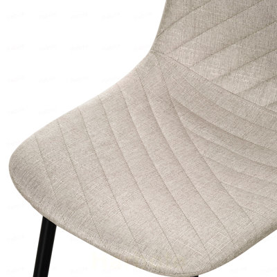Ensemble de salle à manger moderne 5 pièces avec table en pierre frittée grise et 4 chaises avec revêtement taupe et pieds en métal noir