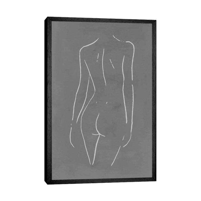 Female Body Sketch - Print on Canvas, 101.6 cm H x 66.04 cm W, Black Framed