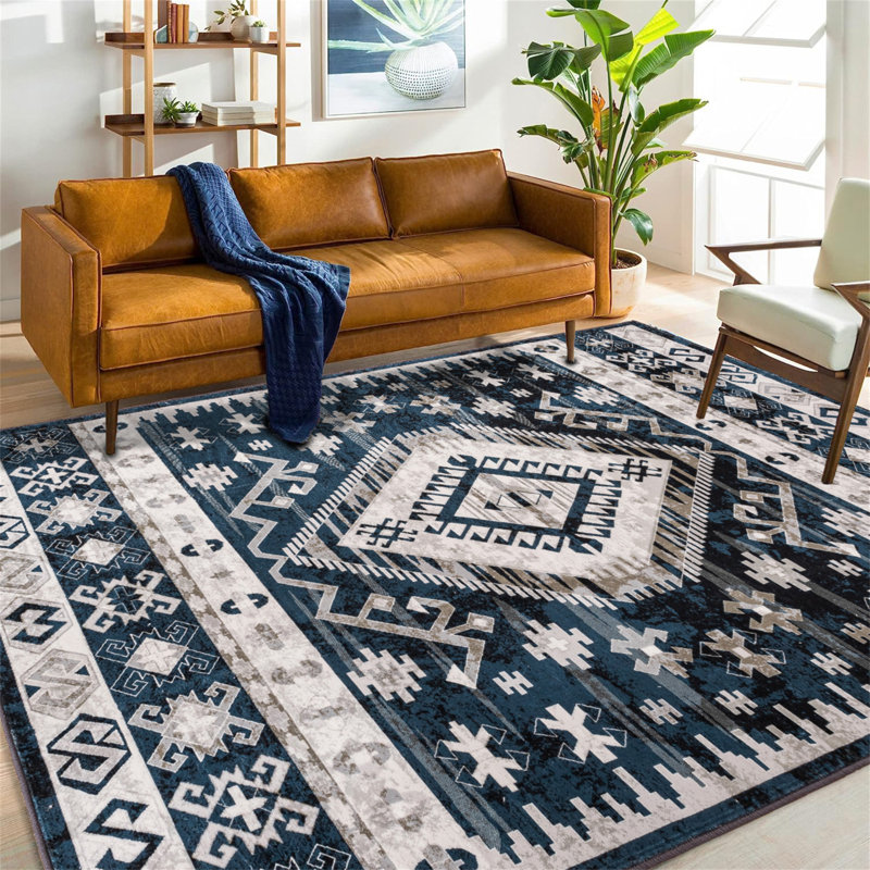Area Rug Vintage Bohemia Large Persian Non-Slip Washable Rug For Living Room Kitchen Bedroom Living Room Geometry
