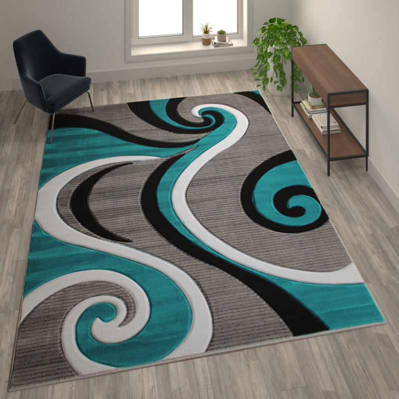 Skaghe Modern High-Low Sculpted Swirl Design Abstract Area Rug, Rectangle 8' x 10'
