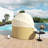 Patio Furniture Round Outdoor Sectional Sofa Set Rattan Daybed Two-Tone Weave Sunbed With Retractable Canopy, Separate Seating，Adjustable Table And Removable Beige Cushion-751124705-751124707
