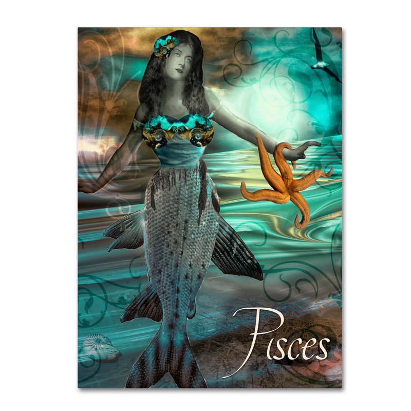 "Jadaya" Art Nouveau Zodiac Pisces "par Color Bakery, impression sur toile tendue, H 47 po x l 35 po x P 2 po