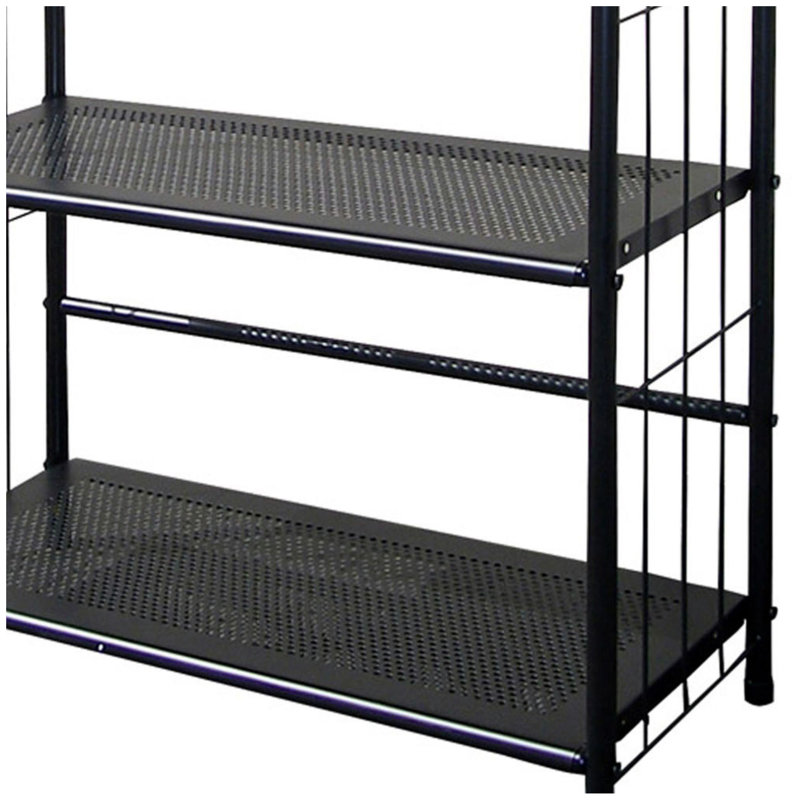 37" Tall 3-Tier Metal Standing Book Shelf, Black Finish, (3 Shelves) 37"H x 26"W x 11"D