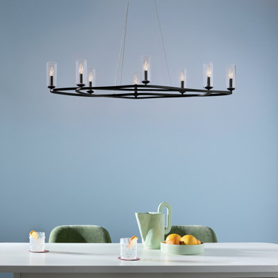 Curved Modern Chandelier with Clear Cylinder Glass