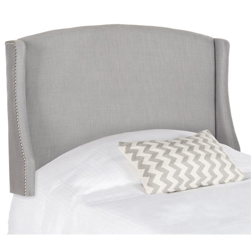 Hattiesburg Upholstered Headboard, Full, Light Gray Polyester Blend