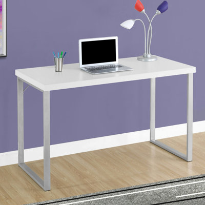 Bureau d'ordinateur, bureau personnel, ordinateur portable, L 48 po, travail, stratifié, métal gris, contemporain, moderne
