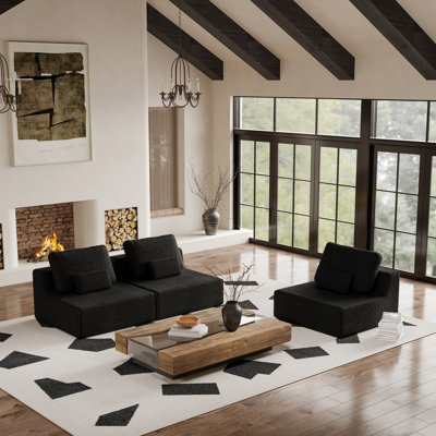 Oversized Modular Sectional Sofa,Luxury Boucle Floor Couch Set,Convertible Compressed Couch,Spacious Foam-Filled Sofa for Living Room, Free Combination,3 Colors