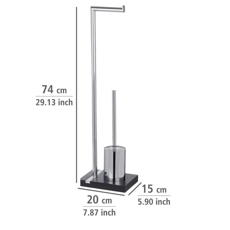 Noble Freestanding Toilet Roll and Brush Holder, Black