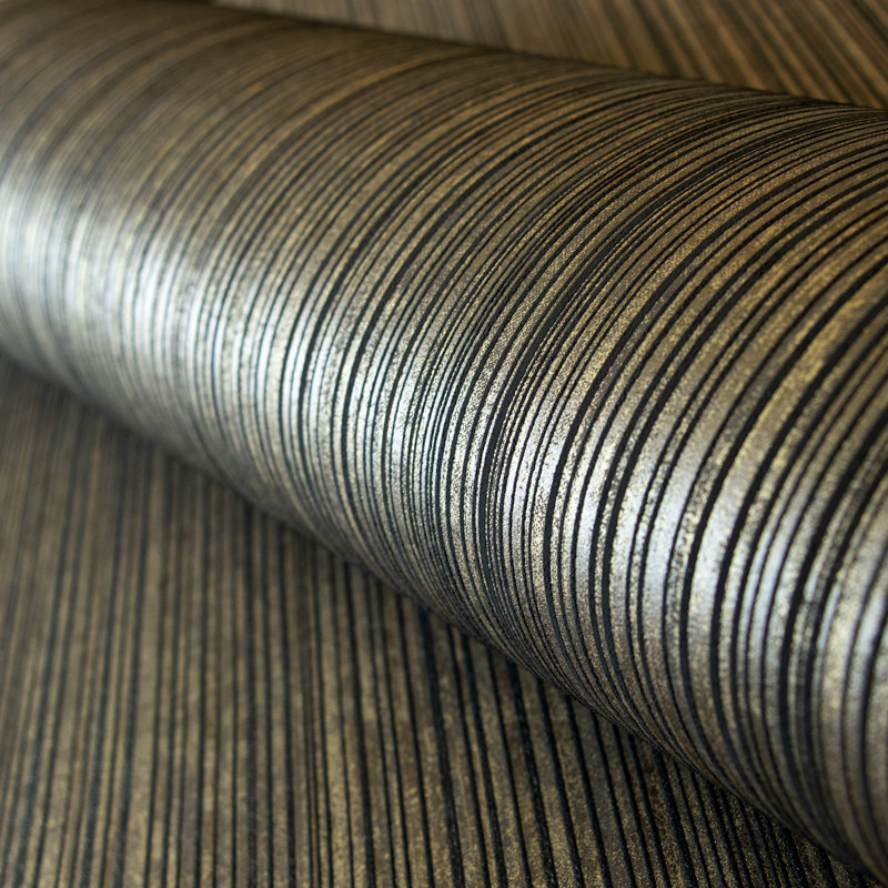 Universe Collection Jupiter Metallic Stripe Design Wallpaper Roll, Brown