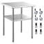 Table de préparation en acier inoxydable, 24 x 24 x 36 pouces, capacité de charge de 600 lb, table de travail en métal robuste avec tablette réglable et roues universelles, poste de travail commercial pour la cour de garage de cuisine