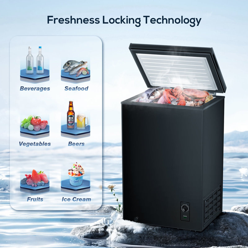 2.7 Cubic Feet Chest Freezer with Adjustable Temperature Controls, Black
