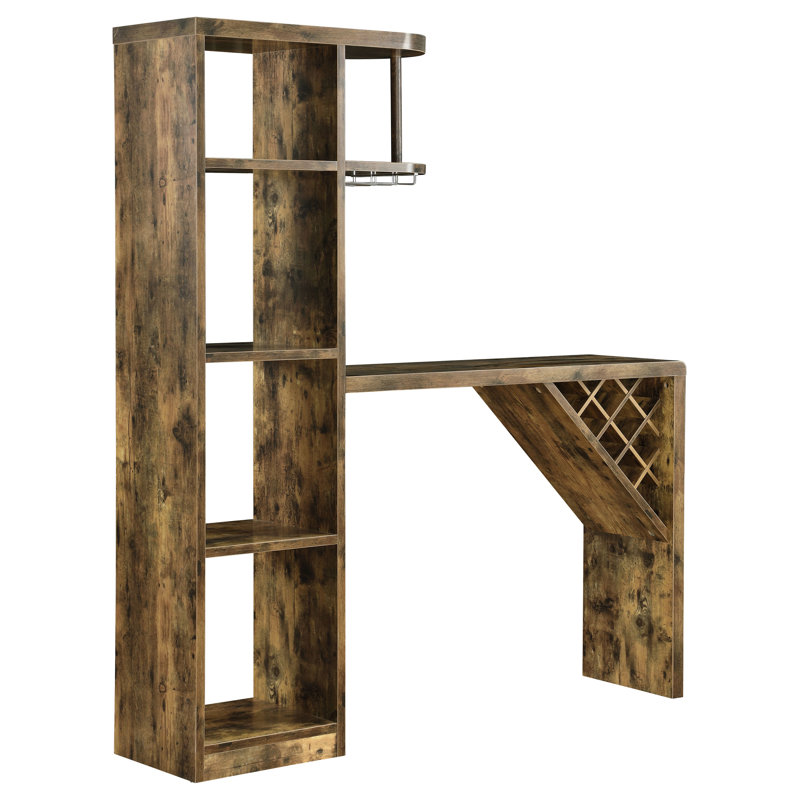 Belvedere 5-Shelf Home Bar Table Wine Storage Rustic Nutmeg