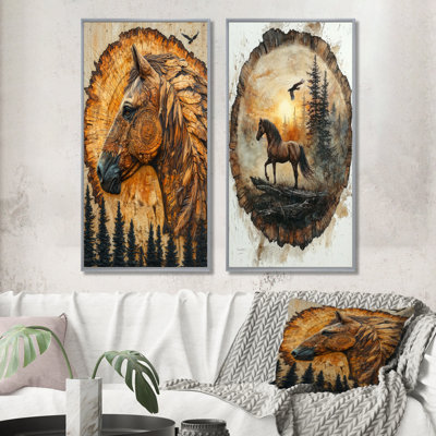 Native Horse Warrior Chief I - Animals Canvas Prints 2 Panels