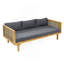 Lit de jour 3 places avec accoudoirs en rotin (coussin gris foncé)-970390332