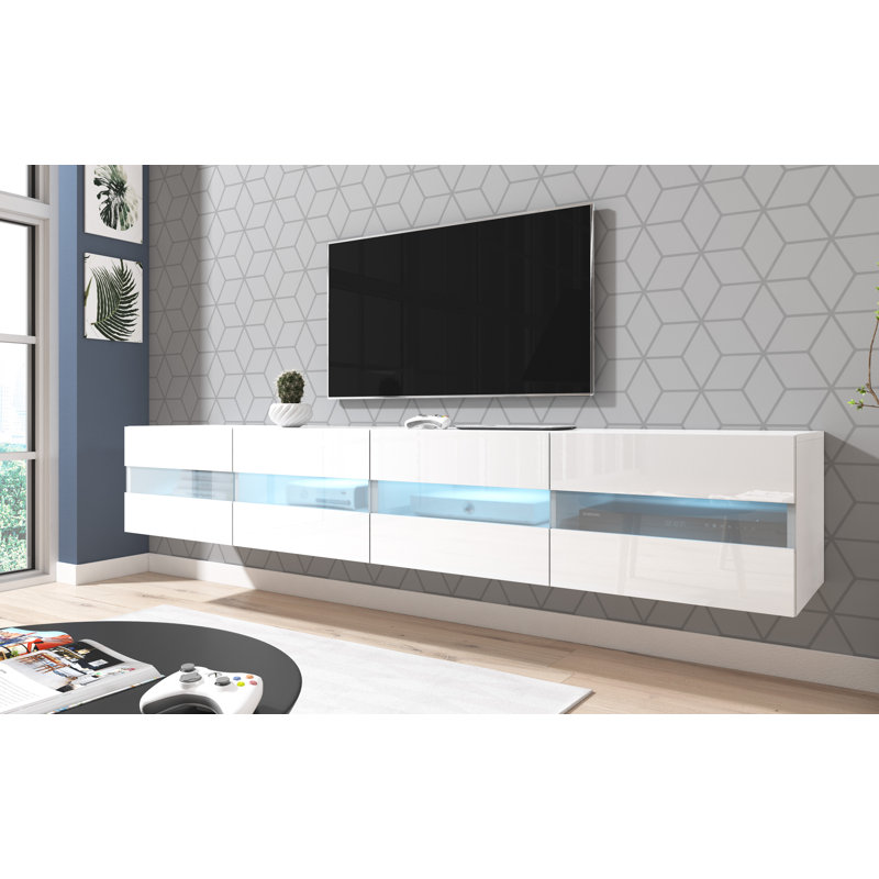 Barton-le-Clay Unfinished TV Stand for TVs up to 88", White Matte/White Gloss