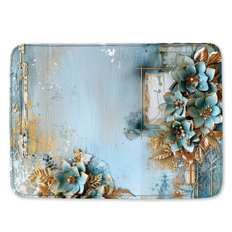 Tapis de bain floral, L 34 po x L 21 po