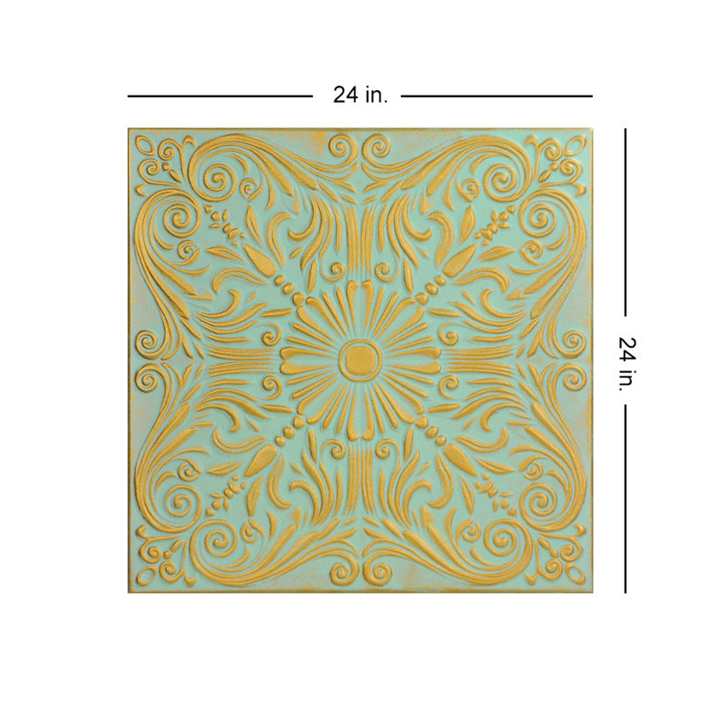Tuile de plafond en polystyrène espagnol 1,6 pi x 1,6 pi, Mousse dorée