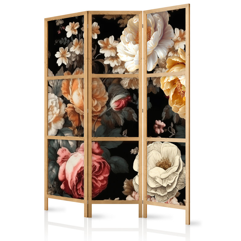 171cm H Solid Wood Folding Room Divider, 171cm H x 135cm W x 1.2cm D, 3