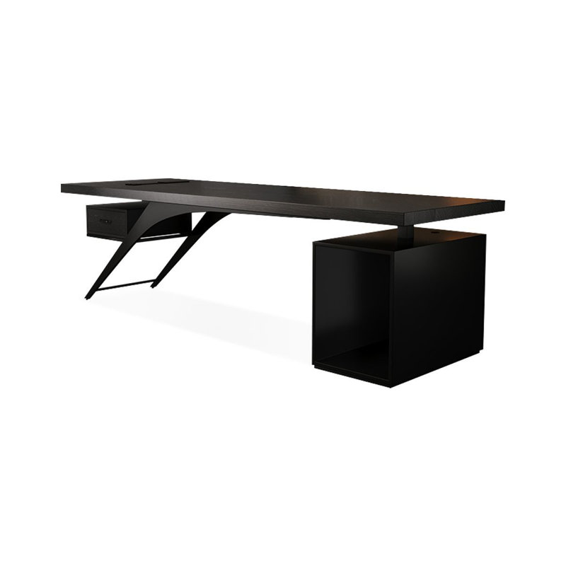 Black Rectangular Solid Wood with 1 drawers writing desk, Computer desk