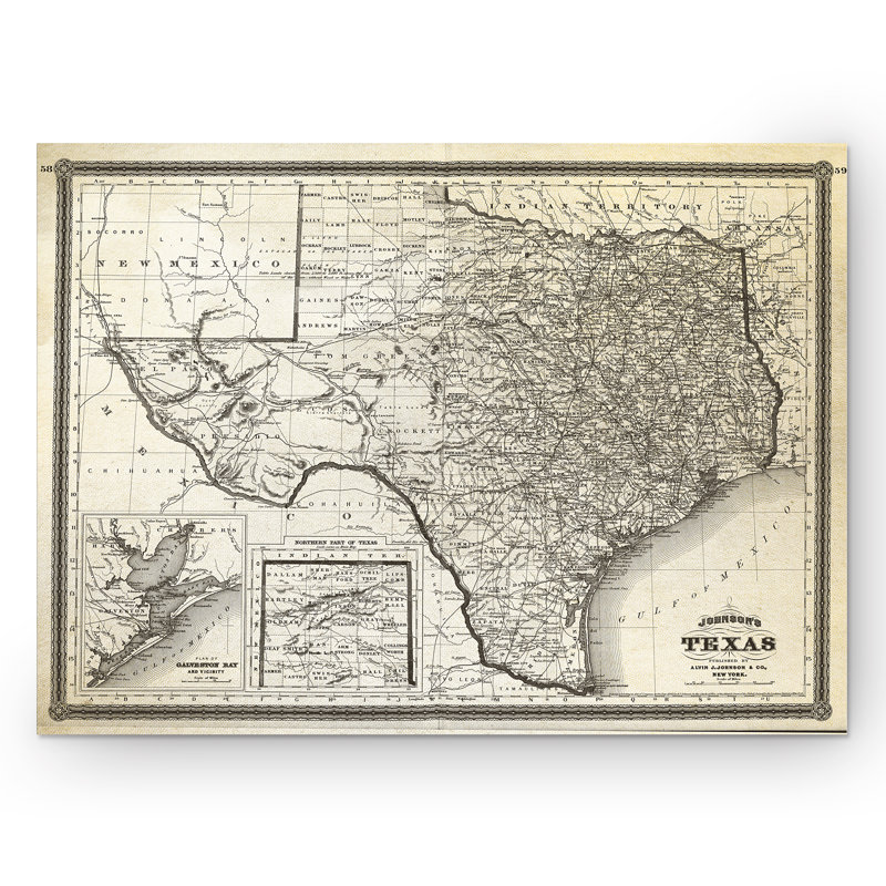 " Vintage Map Texas I ", 16" H x 20" W x 1.5" D
