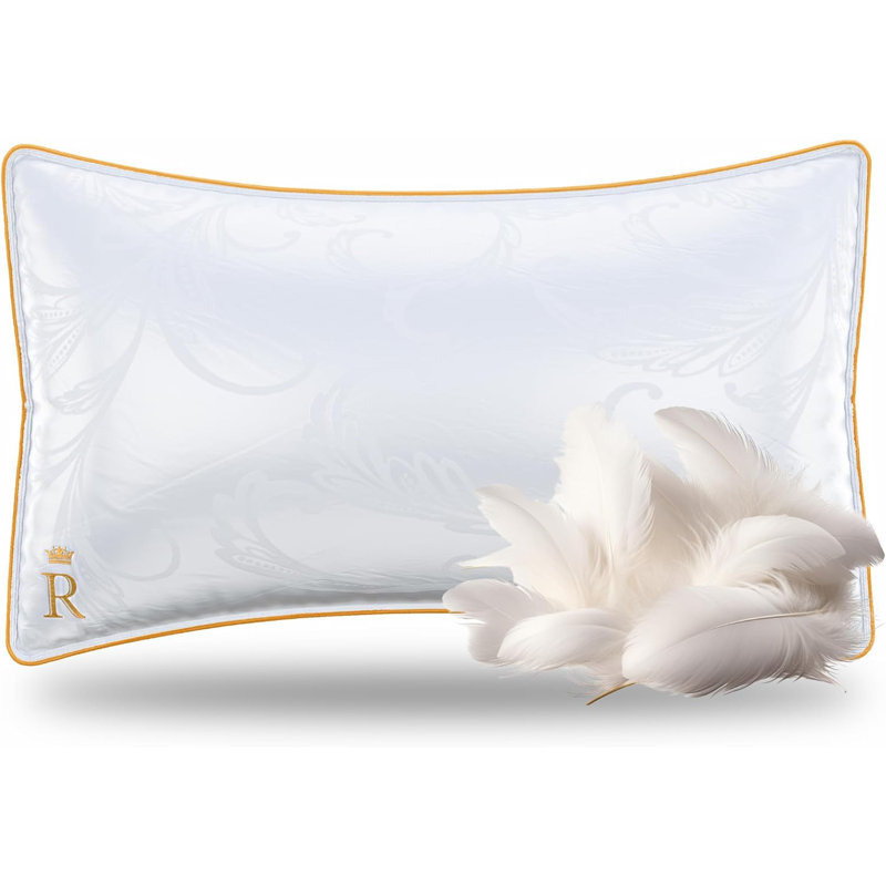 Royal Therapy Goose Feathers And Down Pillow, Premium White Bed Sleeping Breathable Hotel Collection Pillows, King (2-pack)