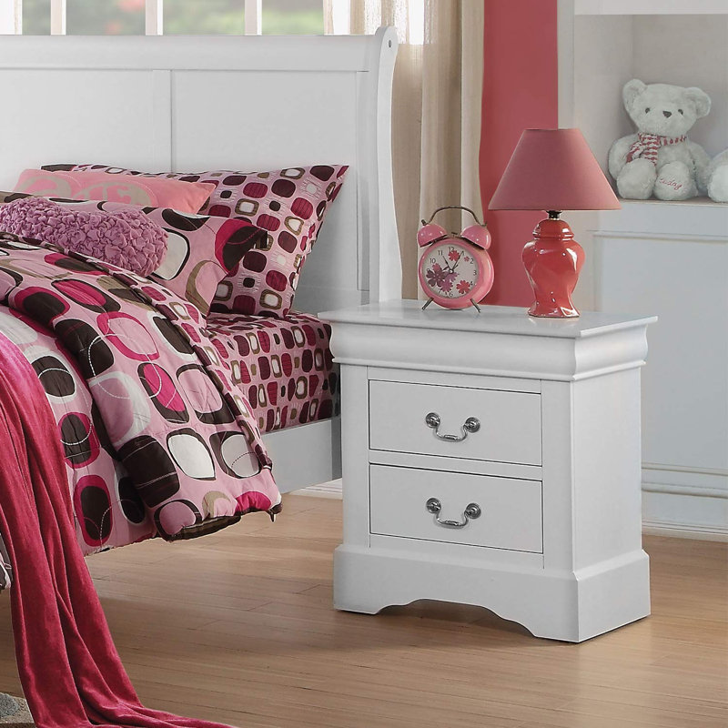 Table de chevet noire Louis Philippe III, Blanc